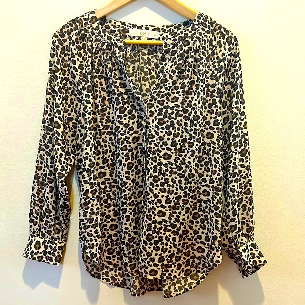 NWOT LOFT leopard print long sleeves blouse